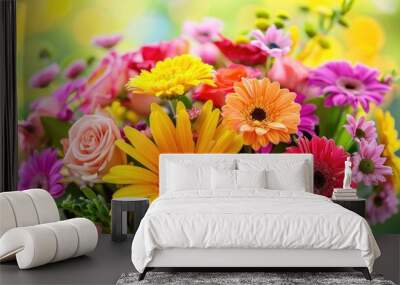 Create 50 prompts for stock photos related to Beautiful flower bouquet picture with 100-250 characters and ending with Wall mural