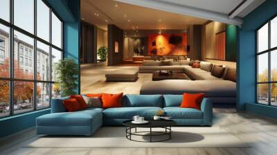 Modern Elegant Living Room with Spacious Design Wall mural