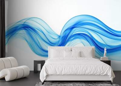 Premium abstract blue wave design with smooth transitions, flowing across a white backdrop. Ideal for sleek, modern banners, posters, or corporate wallpaper. Wall mural