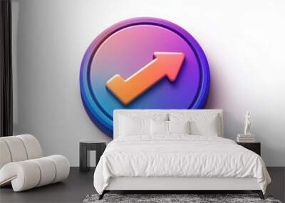 3D Gradient Circle Button with Arrow Icon. Wall mural