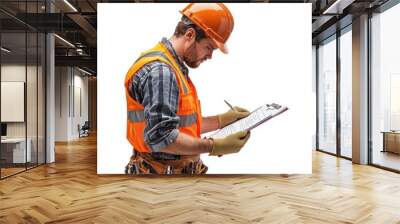 Construction Worker Filling Out Forms. Wall mural