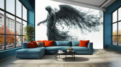 Dark Angel with Smoke Wings. Wall mural