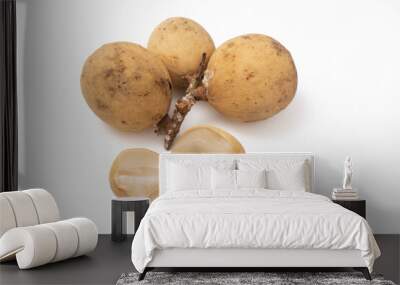 thailand fruit. lanzones from southern thailand isolated white background. Wall mural