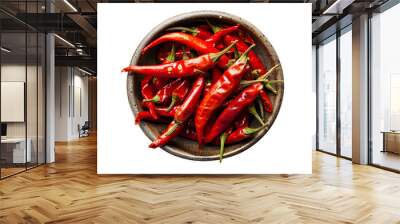 clay bowl of red chili , top view of red pepper , dried red pepper Wall mural