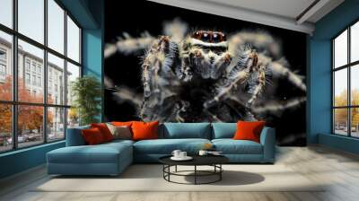 Beautiful Spider on glass, Jumping Spider in Thailand, Menemerus bivittatus Wall mural