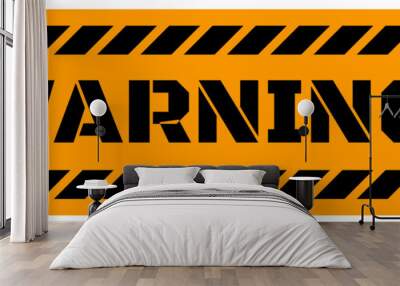 orange warning text sticker with construction line Wall mural