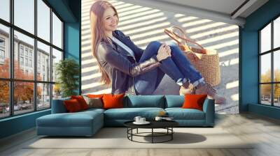 Beautiful fashionable young woman Wall mural