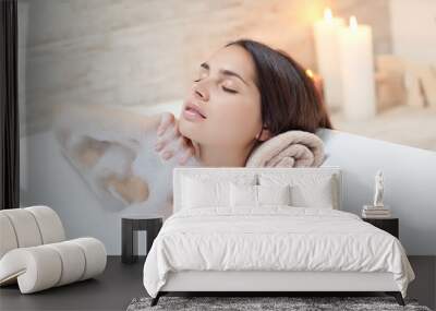 Beautiful woman relaxing in the bathroom  Wall mural