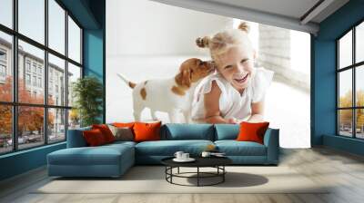 Child with a dog Wall mural