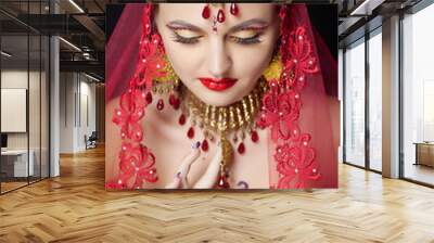 portrait of indian woman, makeup  Wall mural