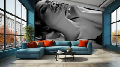 portrait of sexy woman in bed, bw  Wall mural