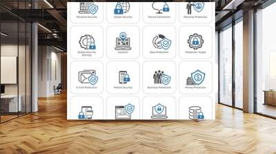 Flat Design Protection and Security Icons Set. Wall mural