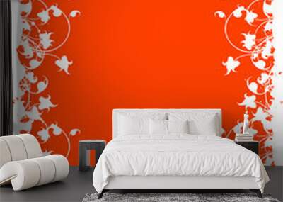 valentine's day greeting card with flowers heart on grunge backg Wall mural