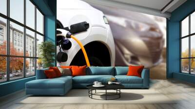 Loading energy of an electric car in Prague Czech republic Wall mural