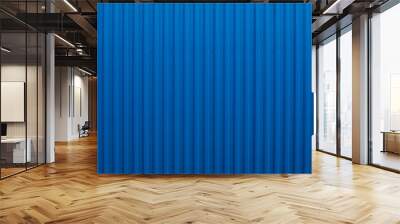 pattern of blue Corrugated Metal Sheet texture surface for roofing. Background and banner concept Wall mural