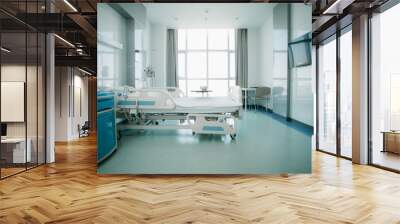 Recovery Room with beds and comfortable medical. Interior of an empty hospital room. Clean and empty room with a bed in the new medical center Wall mural