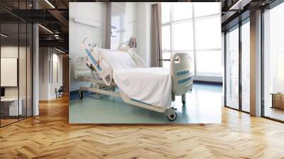 Recovery Room with beds and comfortable medical. Interior of an empty hospital room. Clean and empty room with a bed in the new medical center Wall mural