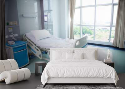 recovery room with beds and comfortable medical. interior of an empty hospital room. Wall mural