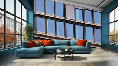 Modern architecture building windows glass refflection Wall mural