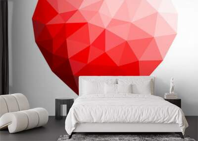 Red heart polygonal abstract on white backgrounds Vector illustr Wall mural