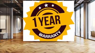 1 year Warranty rubber stamp label, warranty badge Wall mural