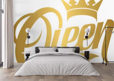 Golden Queen word with crown Wall mural