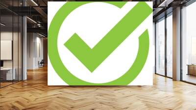 Green check mark icon Wall mural