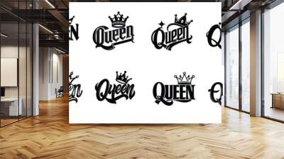 Queen word with crown Wall mural