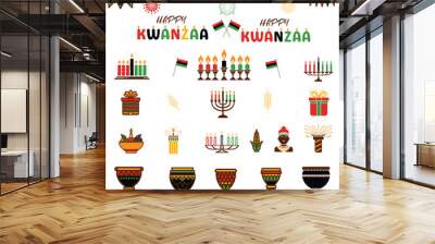 Set of Happy Kwanzaa design elements, Kwanzaa day creative concept Wall mural