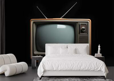 Retro old television on the black background, clipping path Wall mural