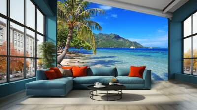 Turquoise waters off Moorea in Tahiti, French Polynesia Wall mural