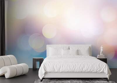 Blue yellow winter spring colorful gradien bokeh glowing background. Wall mural