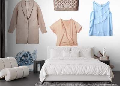 Collage women's clothes set isolated. Wall mural