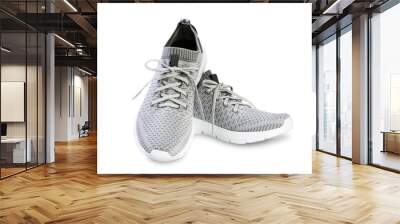 Grey sport male pair shoes isolated. Wall mural