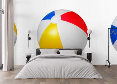 Summer beach ball isolated on white. Sea resort items. Wall mural