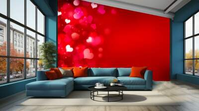 Valentine's red bright background with empty copy space. Wall mural