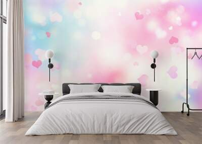 Valentine soft blurred hearts background. Wall mural