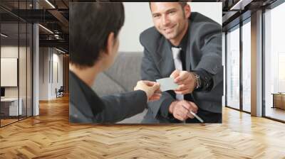 business people changing cards Wall mural