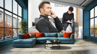 businessman calling Wall mural