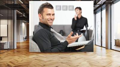 businessman working with laptop Wall mural