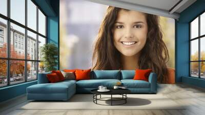 Closeup portrait of beautiful girl Wall mural