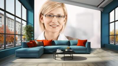 closeup portrait of smiling businesswoman Wall mural