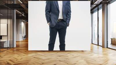 Full length portrait of confident businessman. Entrepreneur in business casual, smiling, Happy mid adult, mature age man standing, smiling, isolated on white background. Wall mural