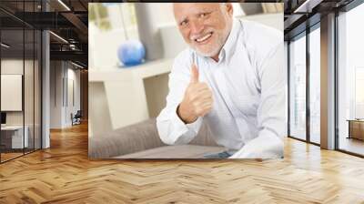 Older man giving thumb up with computer game Wall mural