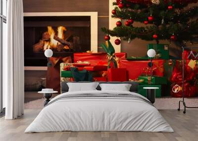 Presents under christmas tree Wall mural