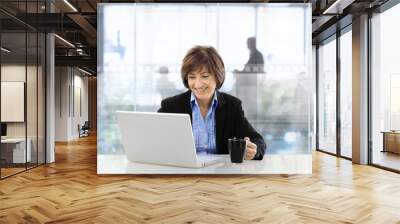 Senior businesswoman using laptop Wall mural