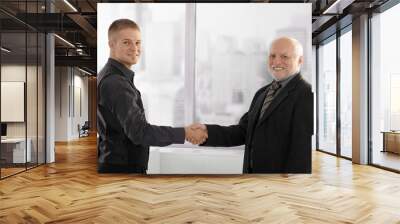 senior executive shaking hands with young employee Wall mural