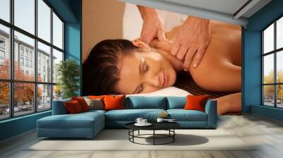 woman enjoying massage Wall mural