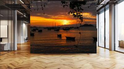 sunset on sea Wall mural