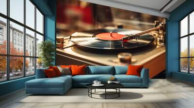 close up of a vinyl record player Wall mural